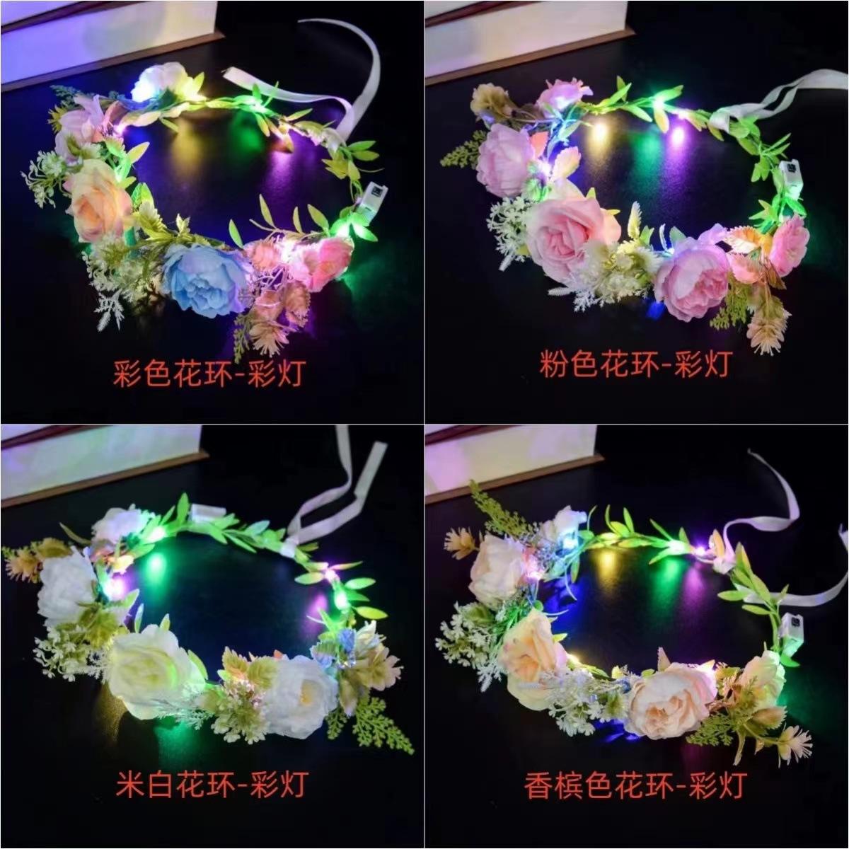 mori style luminous flash fairy garland sweet hair accessories bridal headdress wearing flower headband children camera shooting performance stall Application Scenario