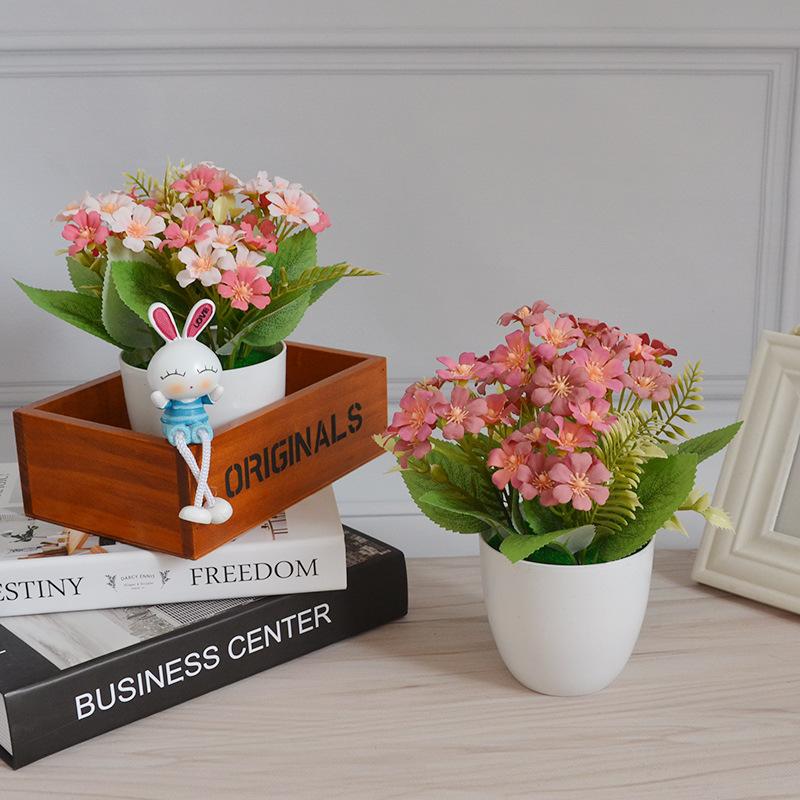 oil painting luwei bonsai artificial flower set coffee table tv cabinet display fake flower wholesale decorative artificial flower small pot plant details Picture