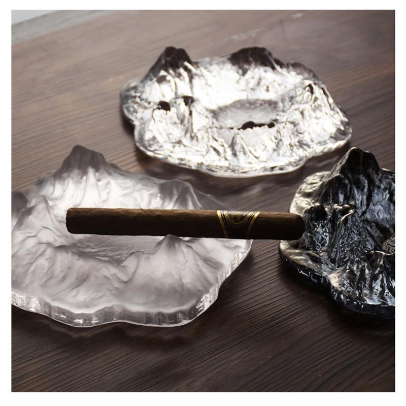 Iceberg Snow Mountain Glass Ashtray Creative Personal Household Living Room Frosted Cigar Cylinder Bar Club Decoration Wholesale full figure