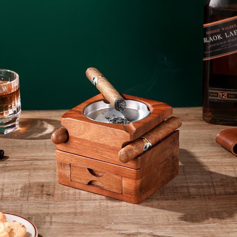 2024 new detachable creative cigar ashtray whiskey cup saucer with drawer storage practical ashtray cross-border full figure