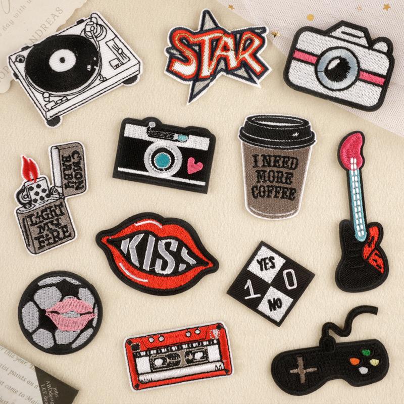 computer emboridery label camera mouth cloth label badge clothing accessories patch european and american style patch embroidered cloth stickers full figure