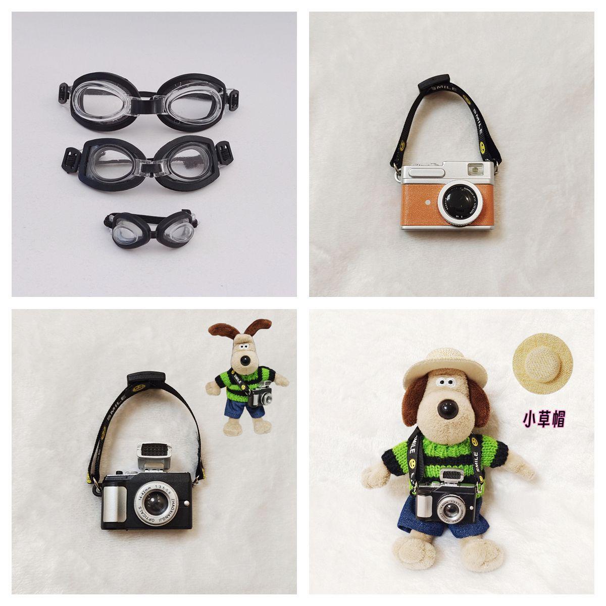 14cm wallace and gromit goggles camera swim ring straw hat pants scarf hat bow headdress accessories collection Specification drawing