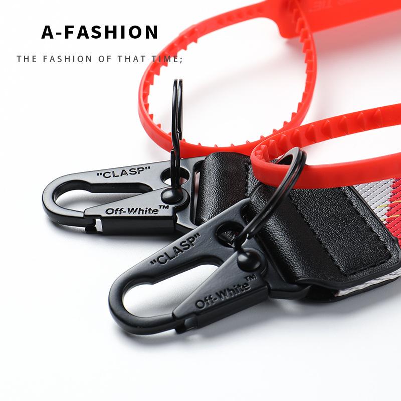 new off keychain white european and american fashion brand embroidered canvas logo pendant bags camera strap denim accessories Specification drawing