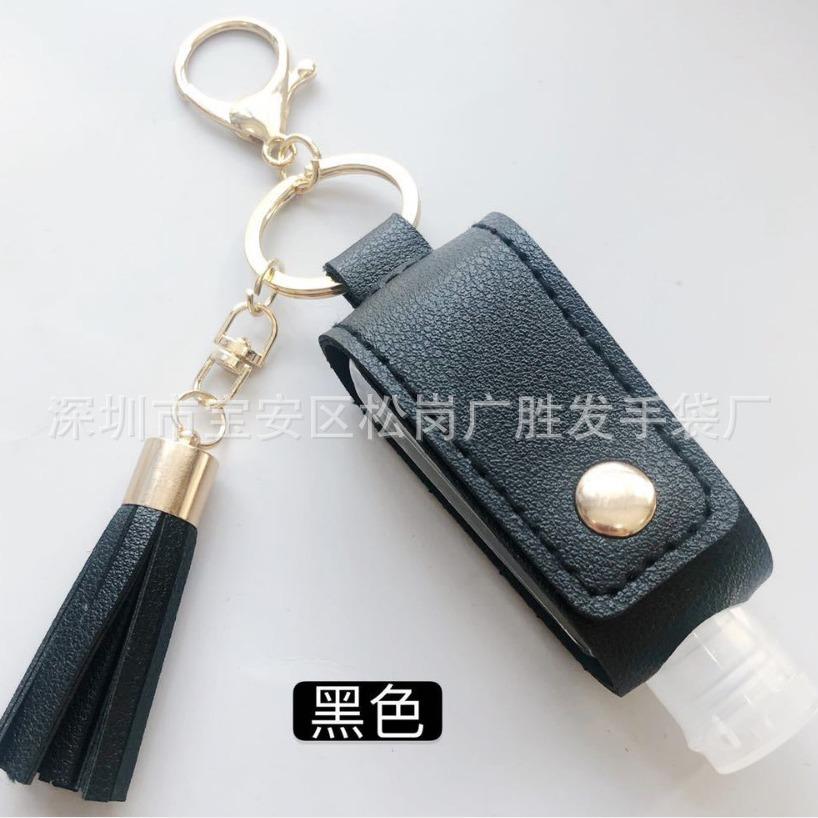 pu hand sanitizer leather case tassel spray keychain disinfectant fluid perfume spray empty bottle leather case keychain Specification drawing