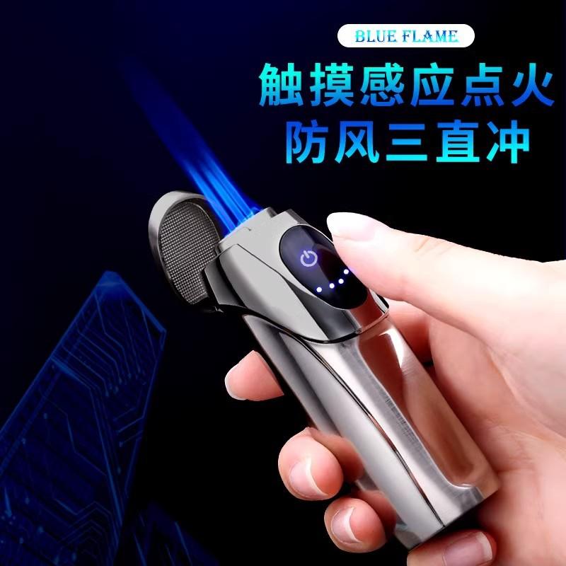 zhongbang gas-electric hybrid gas lighters three direct impact windproof touch induction automatic ignition electronic cigar lighter full figure