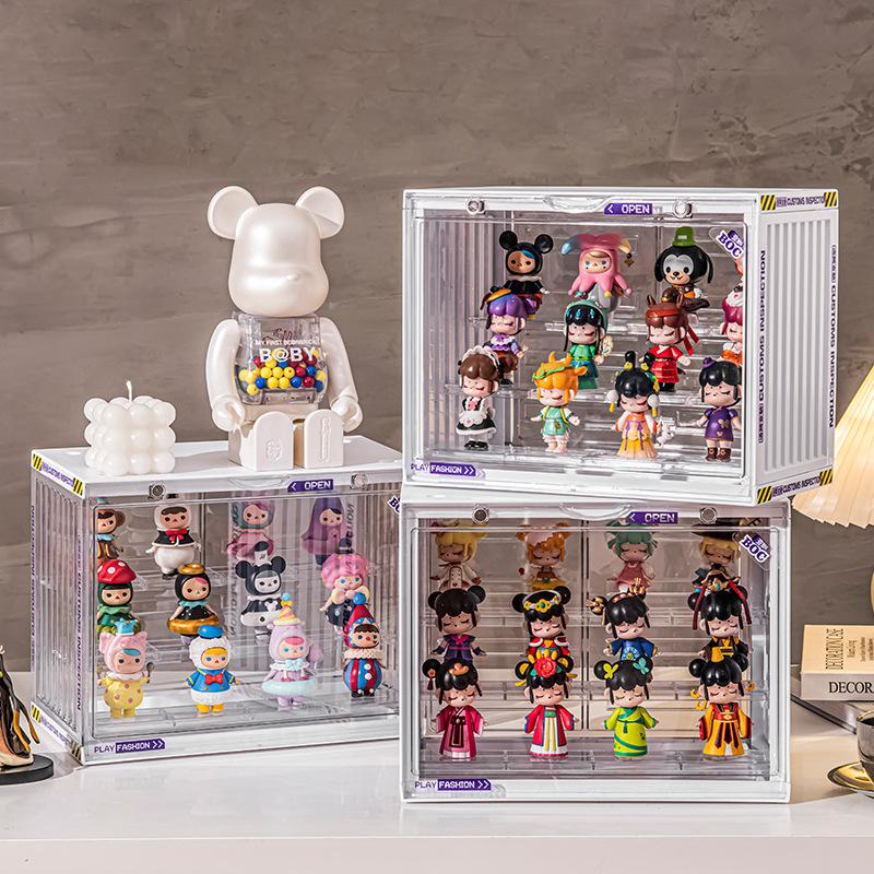 living room bag storage box simple magnetic dustproof storage shoe box pop mart transparent display stand