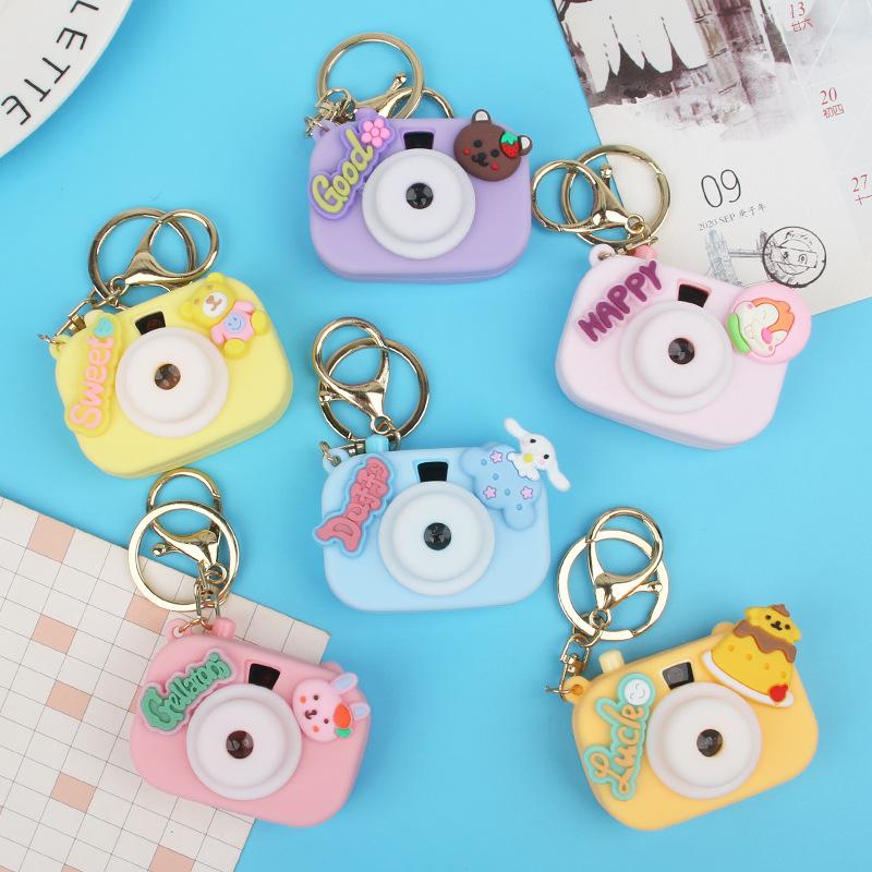 diy accessories wholesale cute cartoon camera keychain pendant pvc flexible glue three-dimensional ornament projection camera key full figure