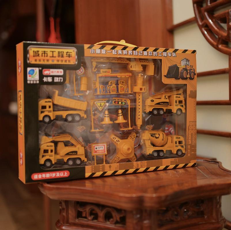 Stall Toy Engineering Car Suit Inertia Pull Back Car boys Excavator Fire Truck Military Vehicle Wholesale details Picture