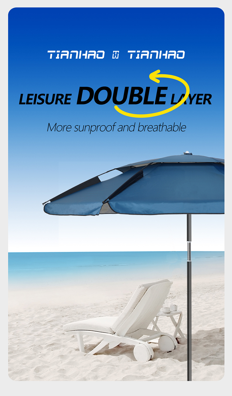 Beach Umbrella Double Layer-Oxford Silver Coating详情1