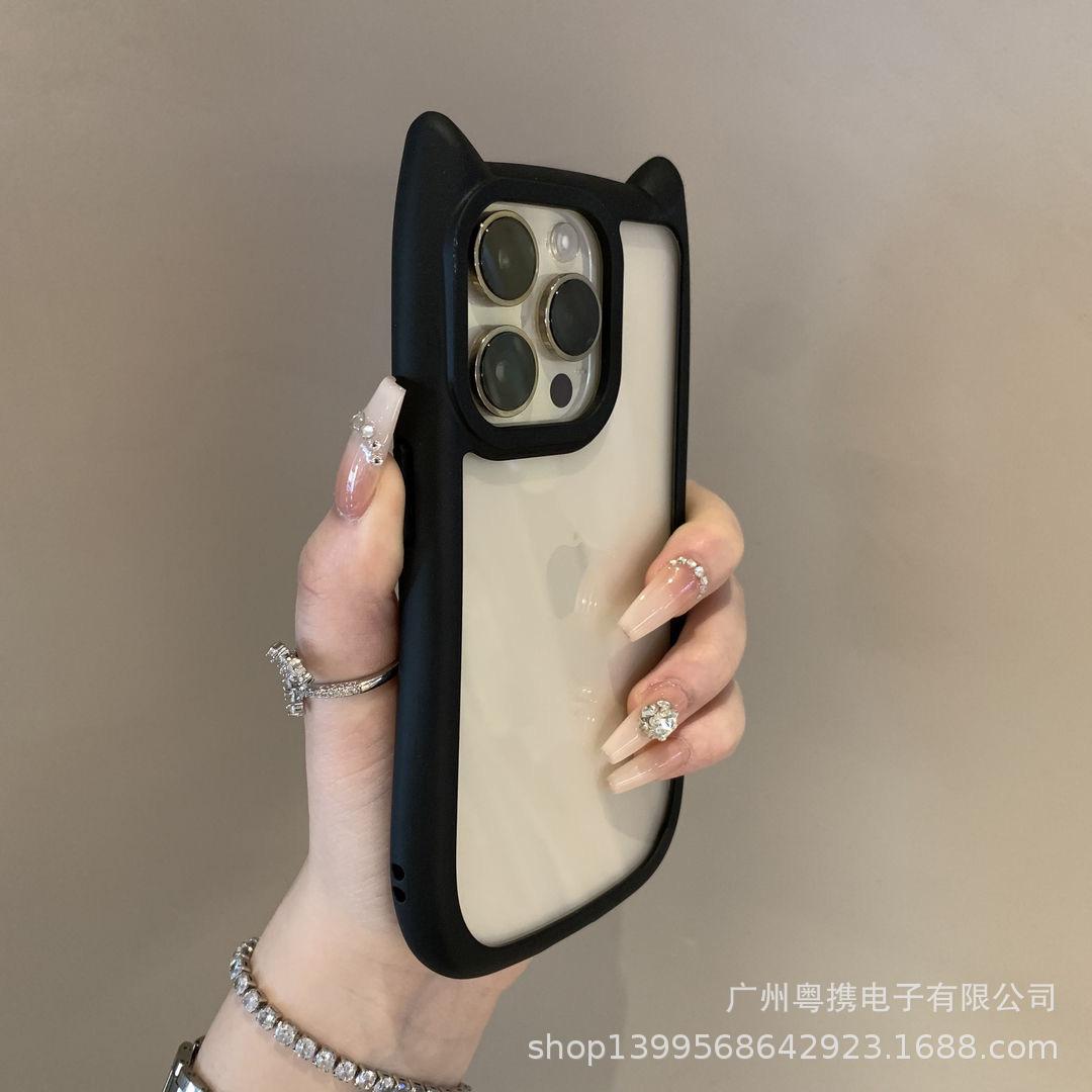 suitable for iphone15 stereo  ears phone case, iphone14pro personalized simple mobile phone protective case Specification drawing