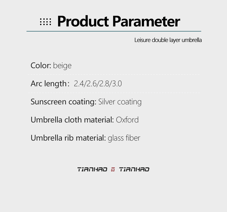 Beach Umbrella Double Layer - Oxford Silver Coating详情6
