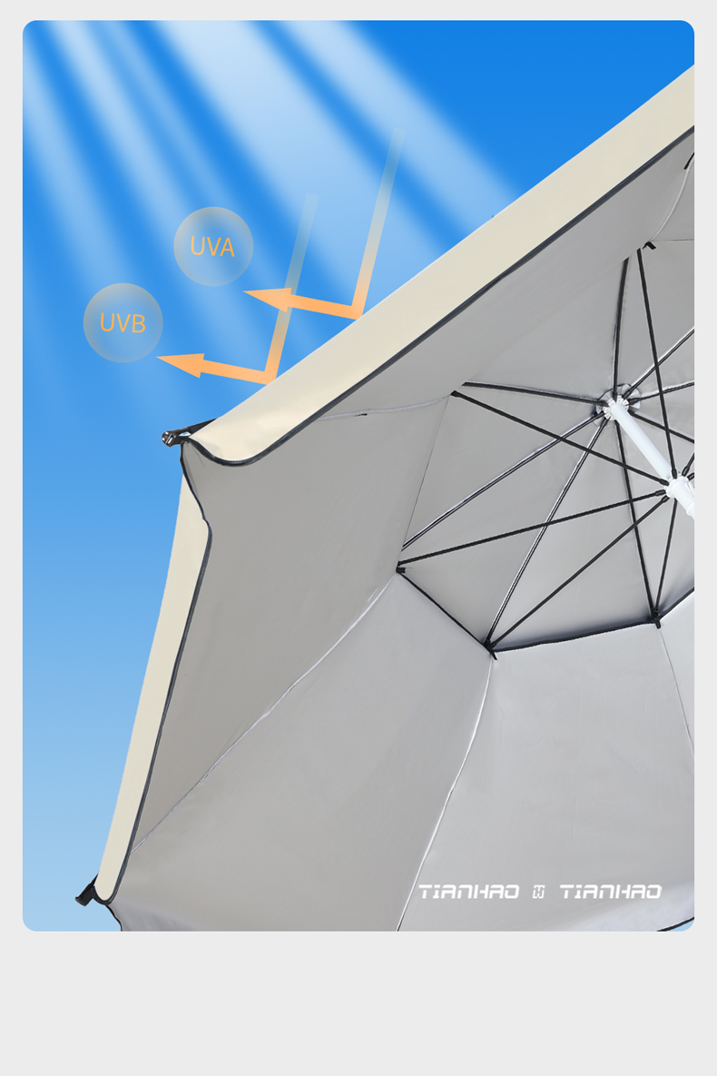 Beach Umbrella Double Layer - Oxford Silver Coating详情3