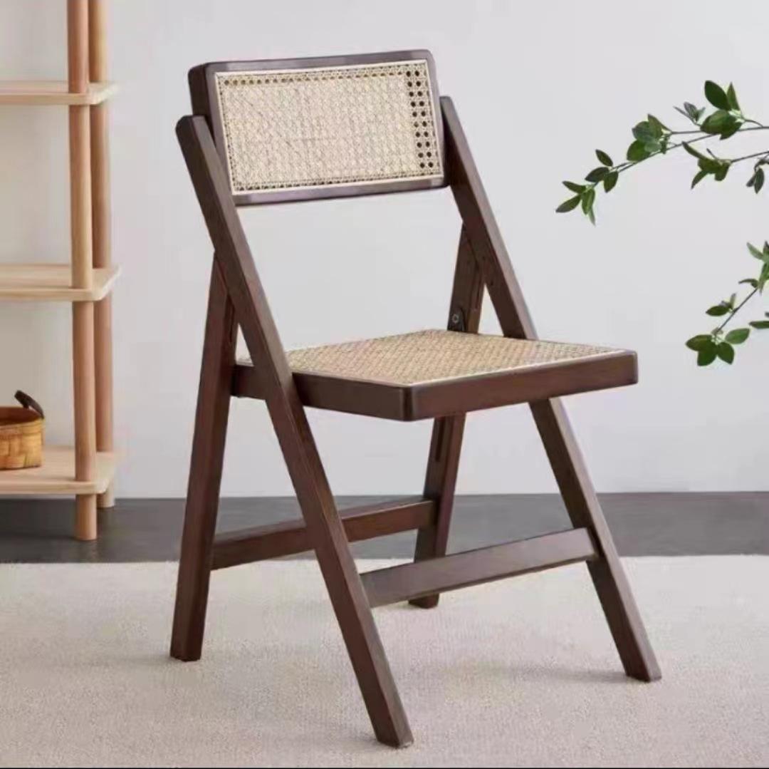 nordic retro rattan chair household solid wood rattan chair backrest single seat chair hotel homestay dining room foldable dining chair