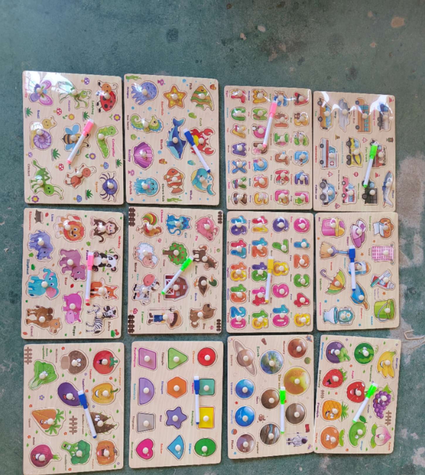 Wooden animal numbers, letters, traffic shape board puzzles, early education and intelligence toys, intelligence toys, building blocks, children's splicing cartoon Lego, large Lego pieces, building blocks table detail image 8