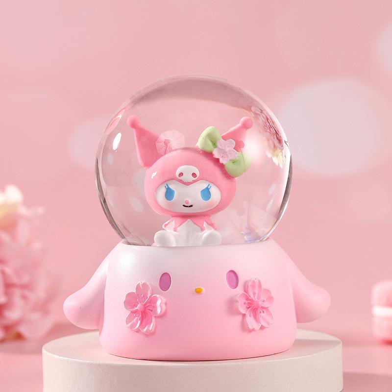 girl heart cherry blossom party luminous crystal ball small night lamp decoration glass ball children's doll toy decorative gift details Picture