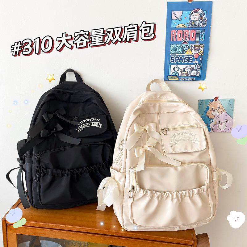 japanese anime peripheral college style cute contrast color bow pleated personality soft girl student schoolbag backpack female details Picture