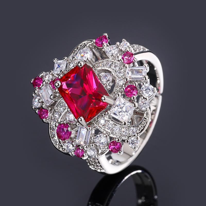 new european and american royal blue artificial gemstone ring female cross-border luxury inlaid jacinth ring Application Scenario