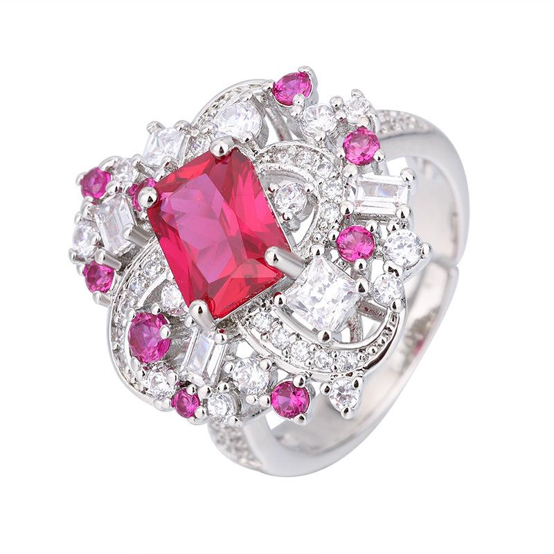 new european and american royal blue artificial gemstone ring female cross-border luxury inlaid jacinth ring Item Picture