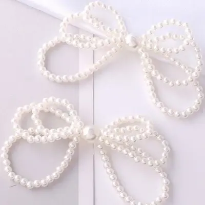 pearl flower bowknot headband brooch female online influencer ins all-match out hair rope rubber band hair tie bandeau accessories thumbnail