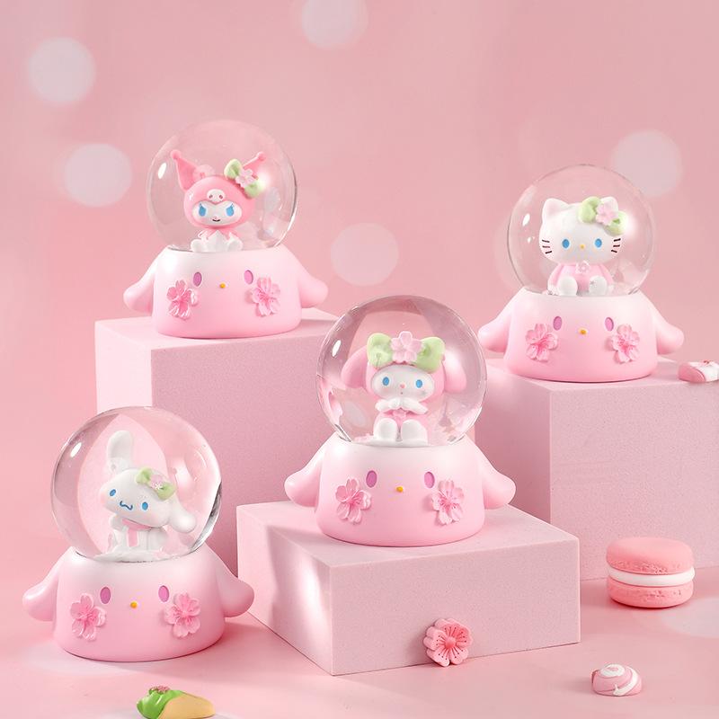girl heart cherry blossom party luminous crystal ball small night lamp decoration glass ball children's doll toy decorative gift full figure