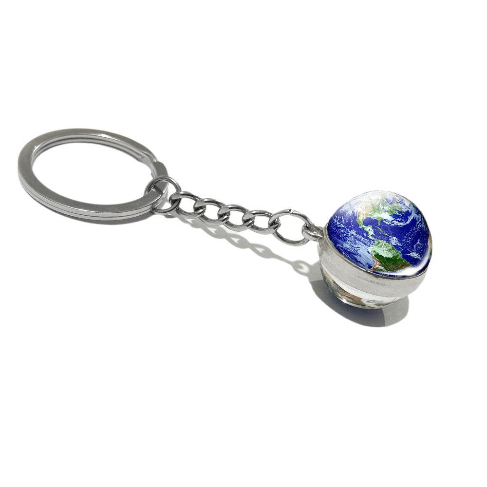 luminous universe star keychain solar system earth pendant galaxy nebula double-sided glass ball key chain gift Item Picture