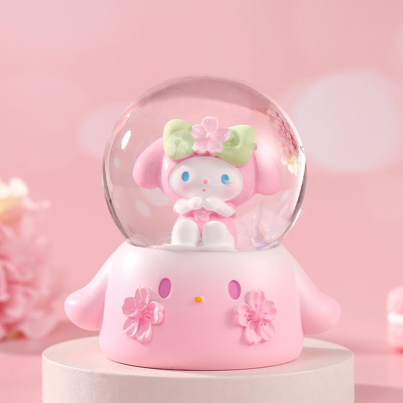 girl heart cherry blossom party luminous crystal ball small night lamp decoration glass ball children's doll toy decorative gift Specification drawing