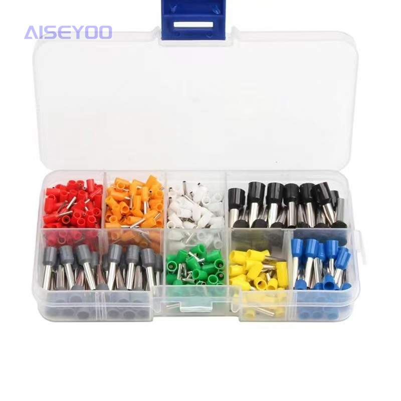 400pcs tubular terminal set, VE European tubular terminal block combination box, cold-pressed terminal block, VE pin tubular terminal 8-in-1 combination cold-pressed terminal, pre-insulated quick wiring copper nose Item Picture