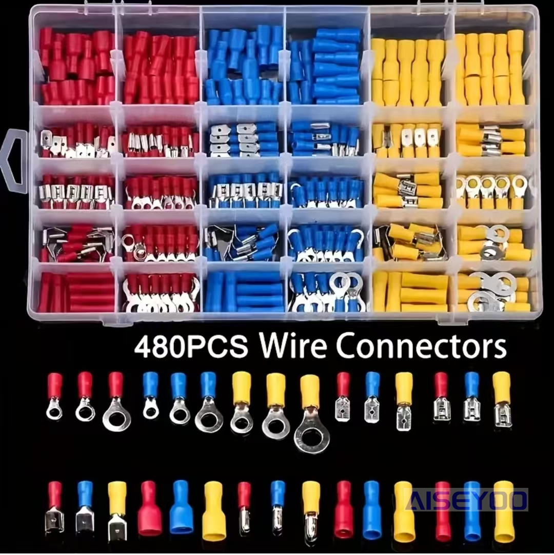 480PCS 冷压端子组合 外贸盒装端子 接线端子套装 套装connector 绝缘接线端子快速接线端子组合套装