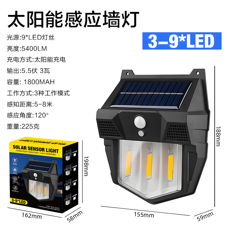 跨境热销太阳能LED户外钨丝灯暖光照明防水壁灯室外夜间照明 详情图20
