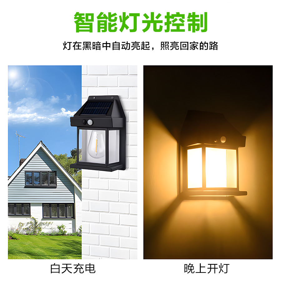 跨境热销太阳能LED户外钨丝灯暖光照明防水壁灯室外夜间照明 详情图4