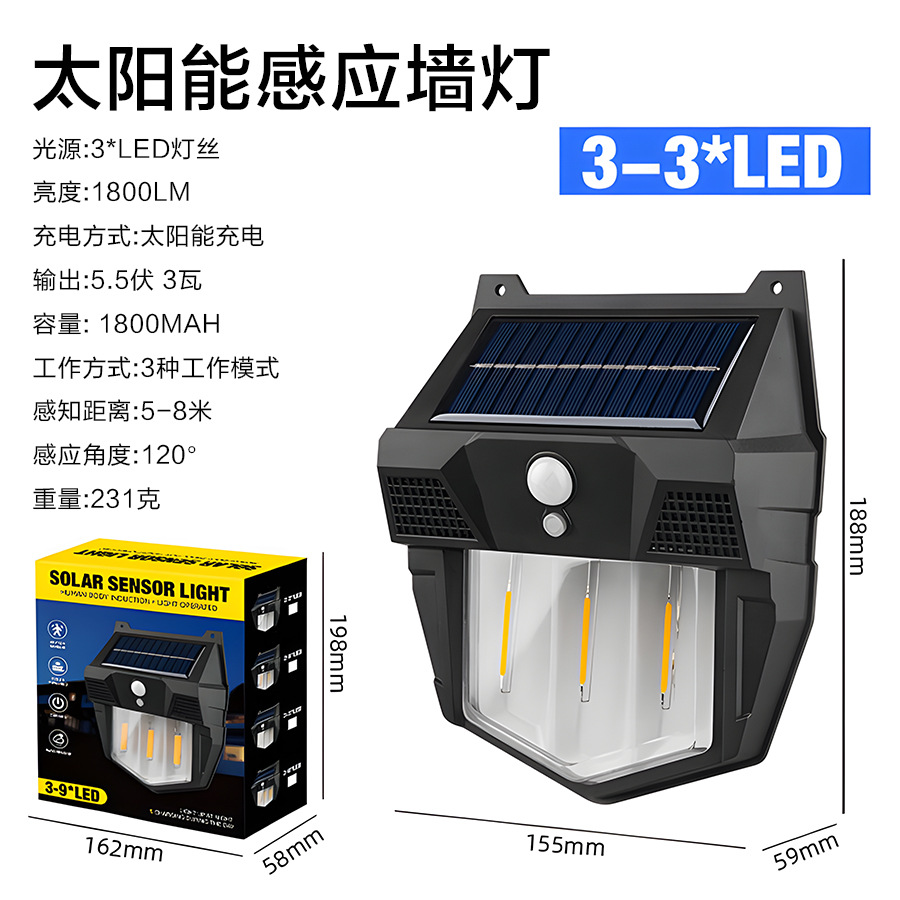 跨境热销太阳能LED户外钨丝灯暖光照明防水壁灯室外夜间照明 详情图19