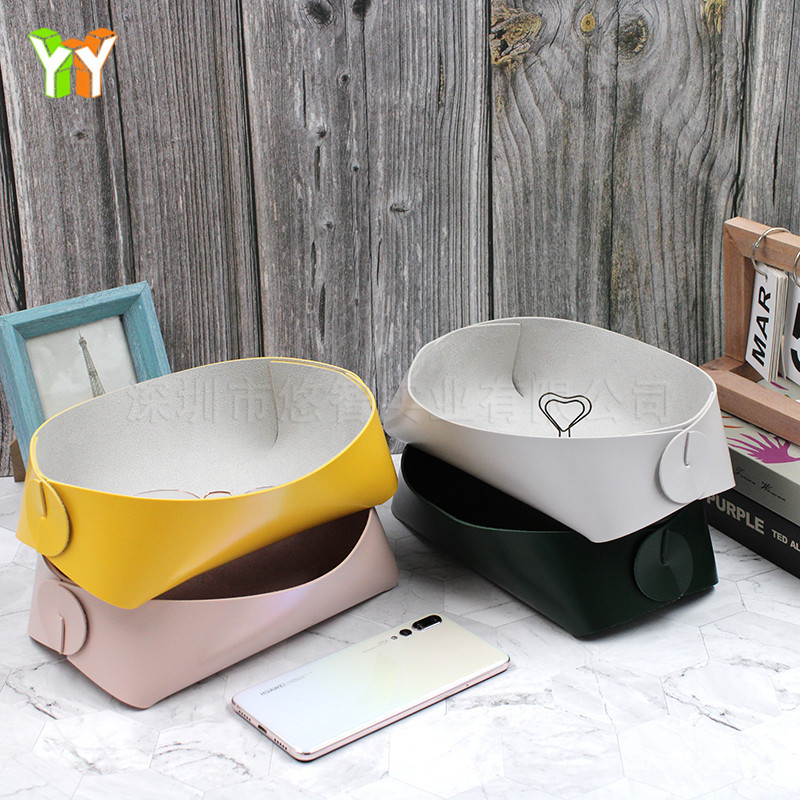 Foldable storage tray, home cosmetics storage box, dust-proof car solid-color storage frame pic 2