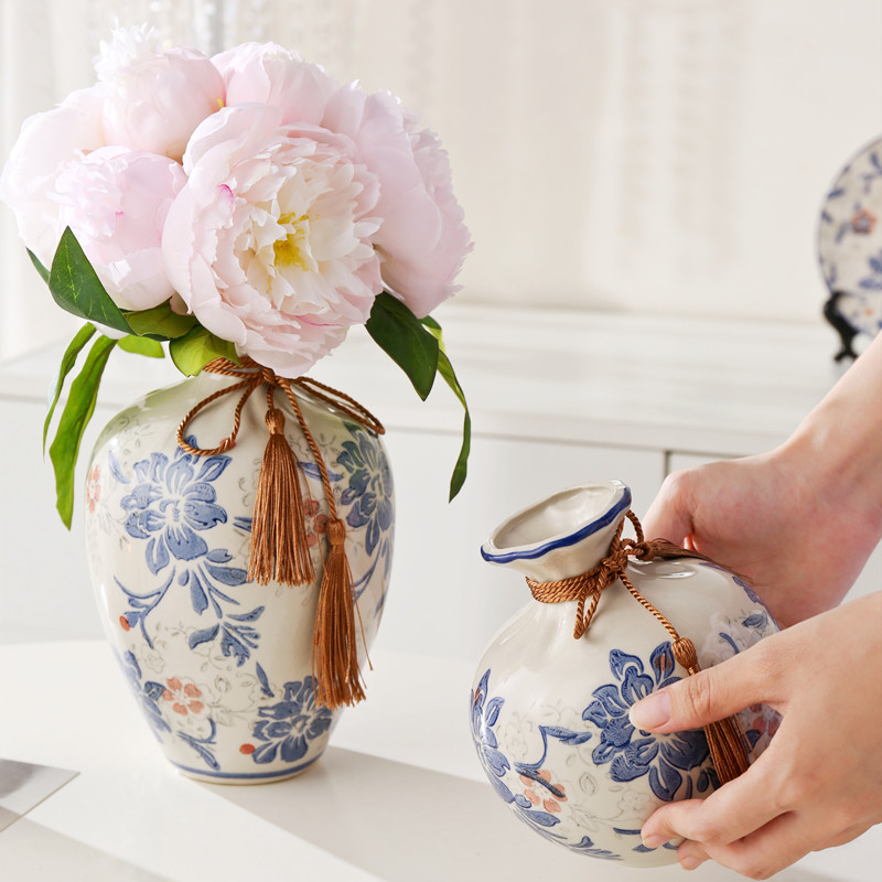 花瓶套装摆件客厅插花陶瓷青花瓷水养鲜花花器复古陶罐玄关桌面装饰详情7