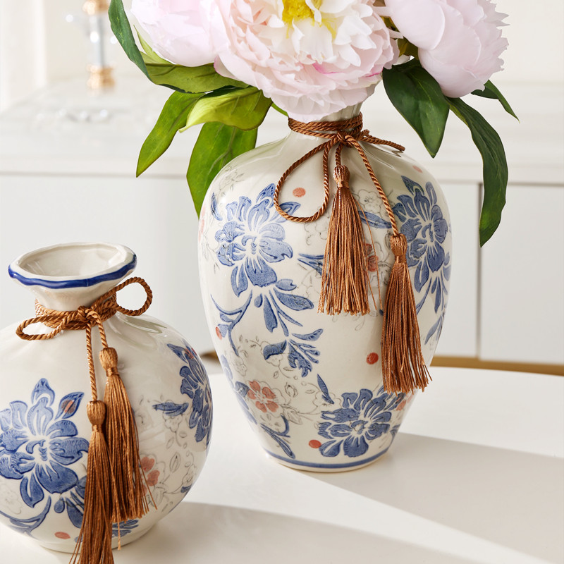 花瓶套装摆件客厅插花陶瓷青花瓷水养鲜花花器复古陶罐玄关桌面装饰详情6