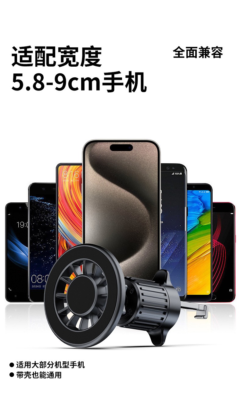 YC19-A、B车载胶底磁吸手机支架磁铁手机支架磁吸车载中控台手机支架出风口手机架详情12