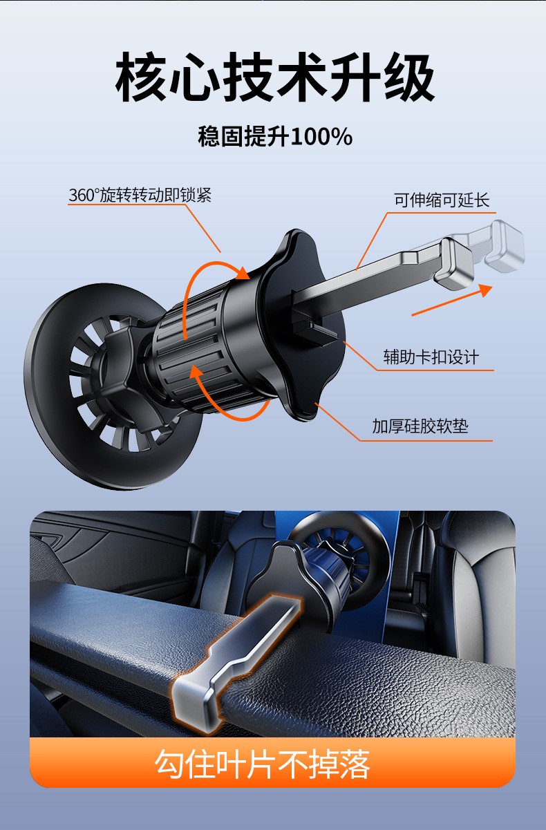 YC19-A、B车载胶底磁吸手机支架磁铁手机支架磁吸车载中控台手机支架出风口手机架详情7