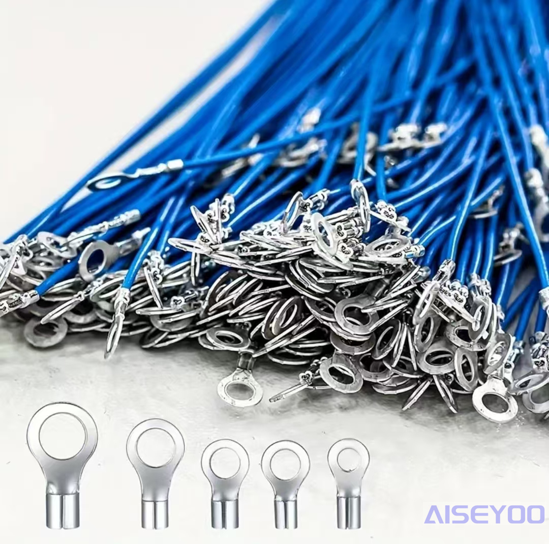 160/320/640 cold-pressed bare round terminals OT/UT terminal heads, bare fork-shaped copper nose wiring SNB/RNB cold-pressed bare terminal sets, box-packed cold-pressed wiring terminals details Picture