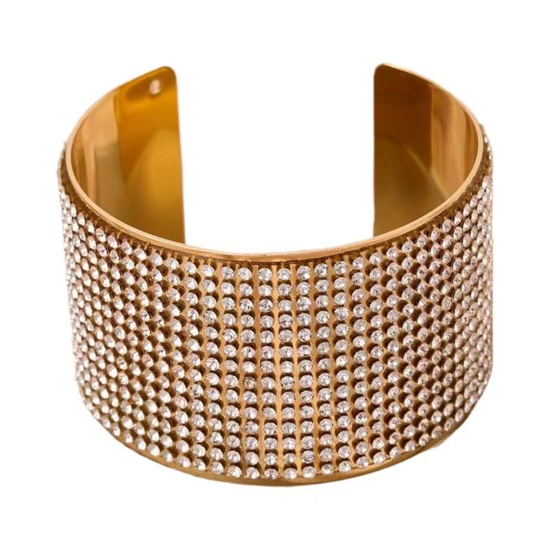 Fashionable and individual diamond-encrusted open bracelet, ins European and American cross-border design sense jewelry Item Picture