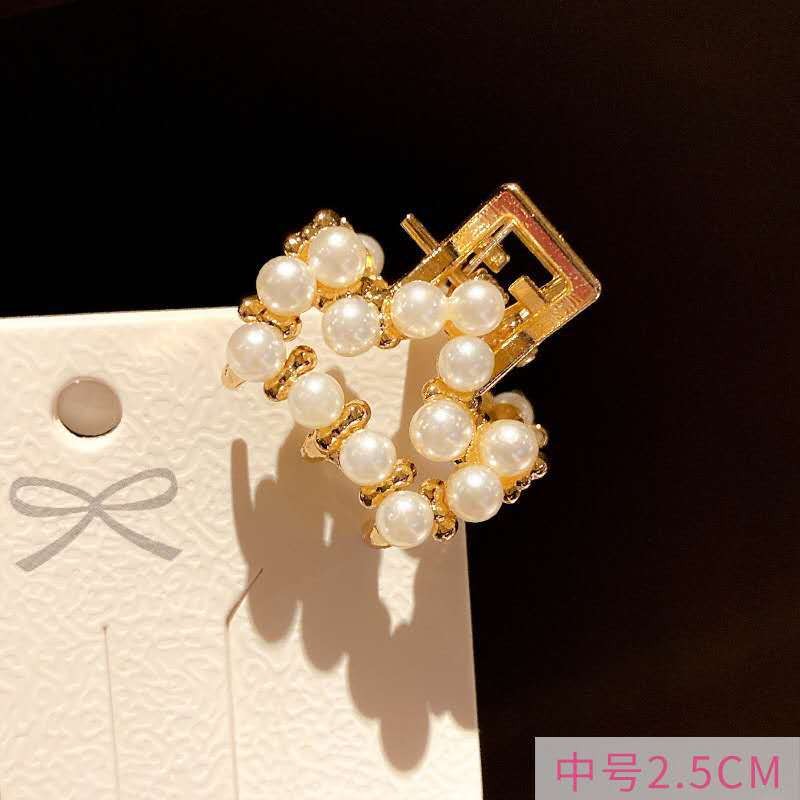 Internet-famous pearl bangs clips, pearl water diamond Korean-style hair clips, fashionable and trendy top clips, Korean-style butterfly hair clips details Picture