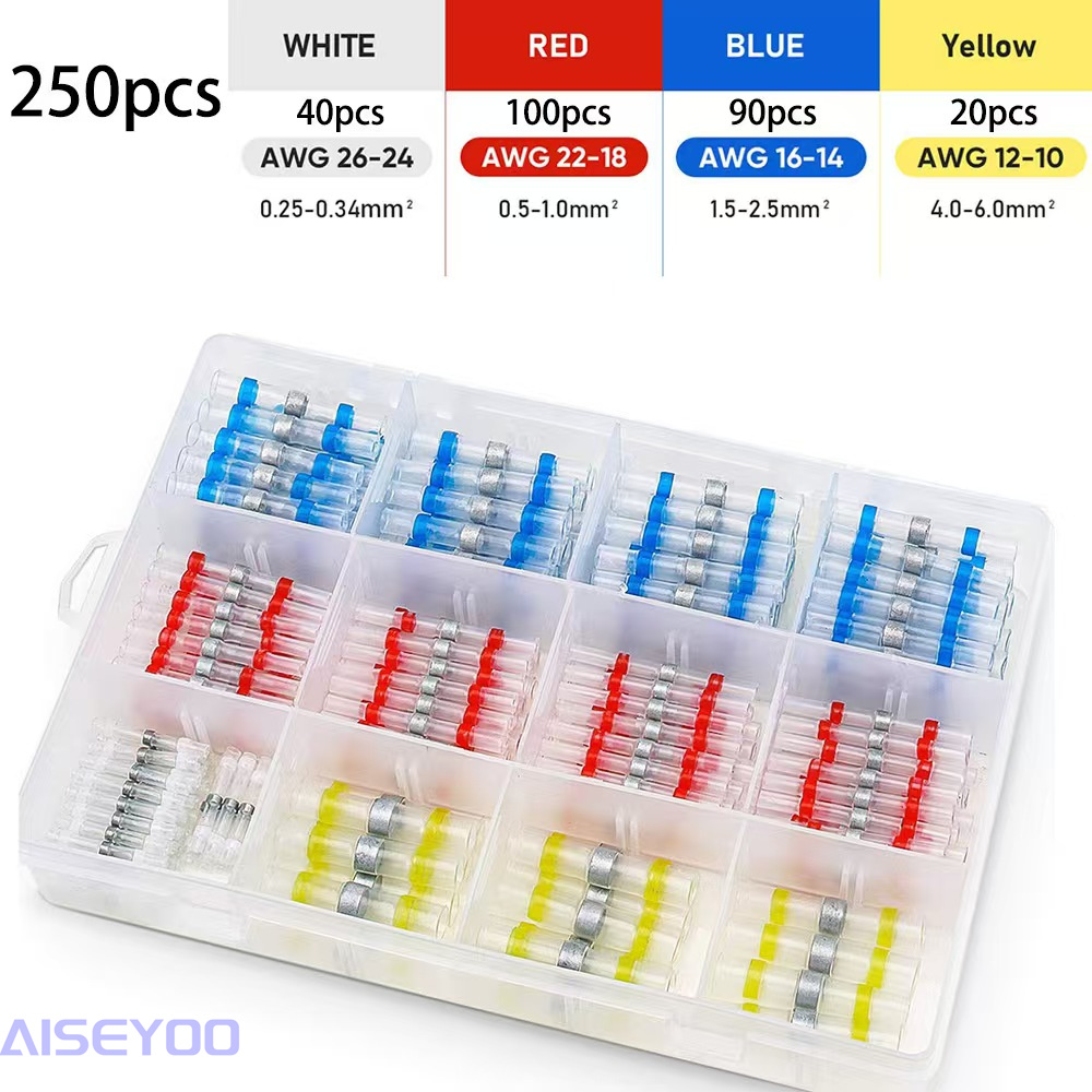 Box-packed solder ring welding heat shrinkable waterproof connector, middle pipe connection terminal kit combination, pressureless solder ring heat shrinkable tube quick wiring, middle connection with adhesive joint, waterproof wire protection sleeve, heat insulation terminal pic 4