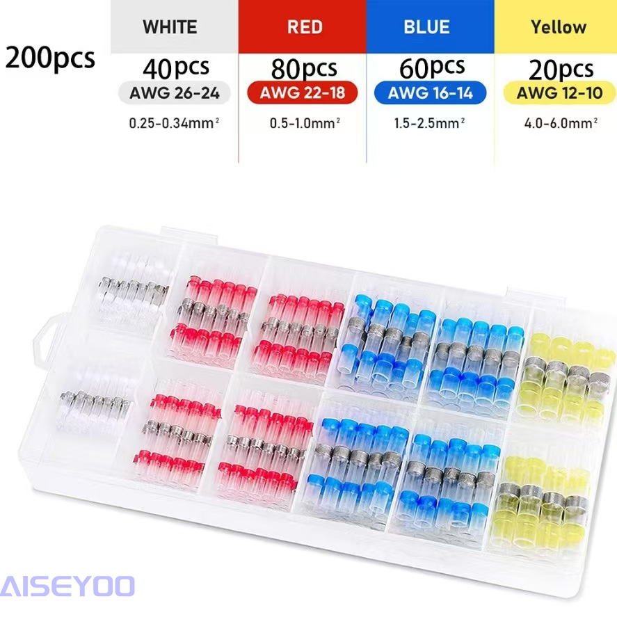 Box-packed solder ring welding heat shrinkable waterproof connector, middle pipe connection terminal kit combination, pressureless solder ring heat shrinkable tube quick wiring, middle connection with adhesive joint, waterproof wire protection sleeve, heat insulation terminal pic 3