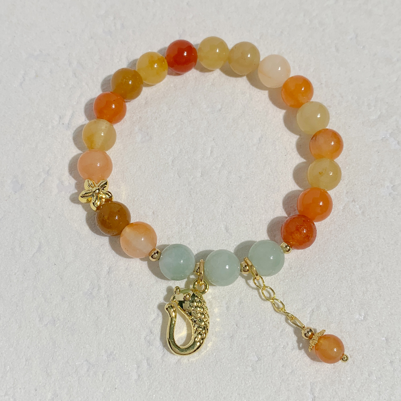 金丝玉玉髓手链原创男女款黄玉髓手串高级感圆珠手串简约现货批发甜美手串批发细节图