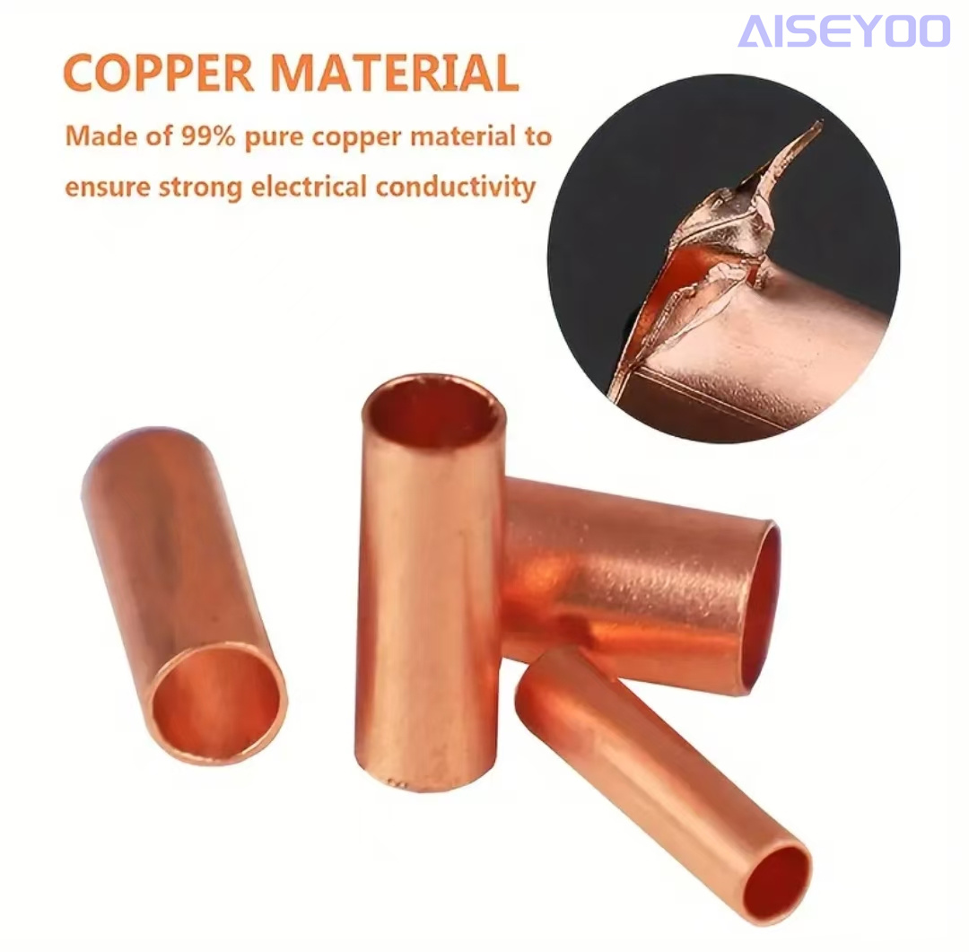 Tubo de conexión de cobre tubo de cobre pequeño 250PCS GT1-6mm tubo recto de cobre rojo en casete tubo capilar GT tubo de cobre rojo tubo de conexión de alambre alambre suave prensado en frío conexión rápida artepto conector de acoplamiento paralelo nariz de cobre details Picture