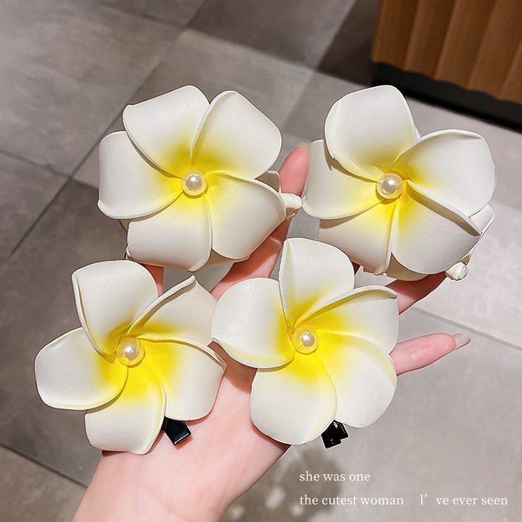 Super fairy-like frangipani headwear, summer seaside beach vacation photo clips, frangipani hairpins, Dai ethnic headwear detail image 4