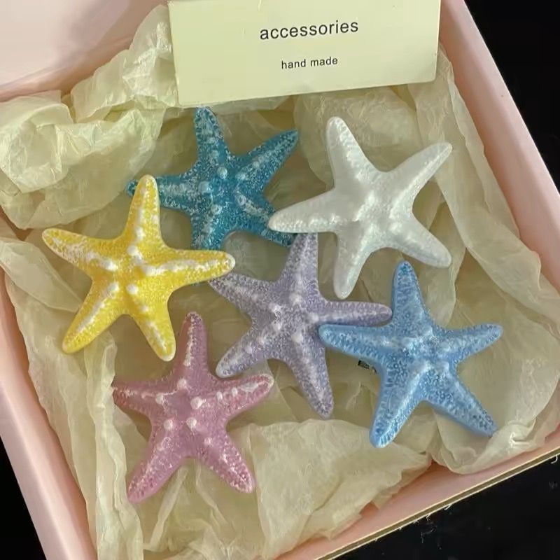 Lemon starfish! Simulated shell starfish side clip! Hair clips, hairpins, seaside hot girl headwear, women's summer hair updo details Picture