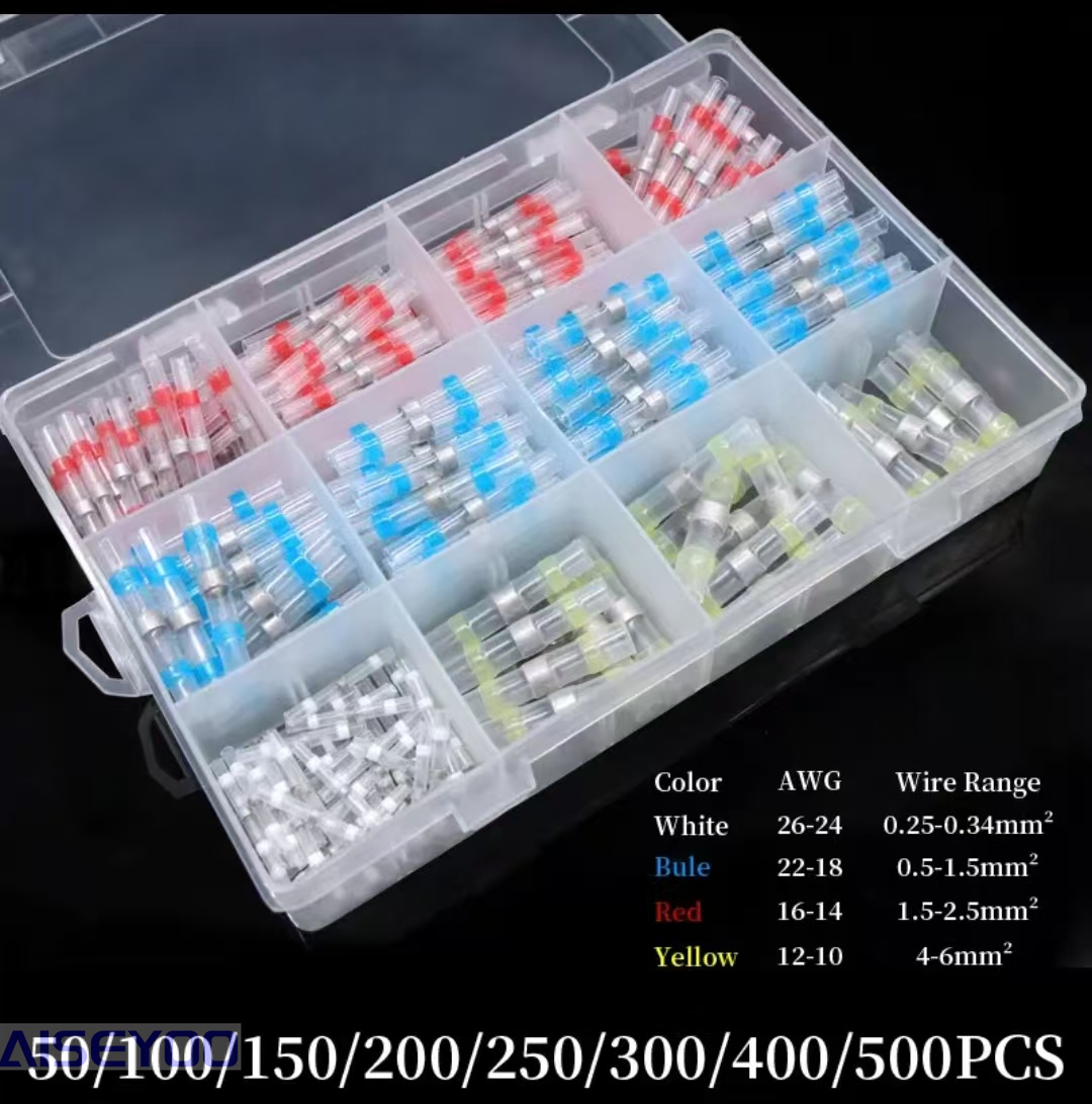 Box-packed solder ring welding heat shrinkable waterproof connector, middle pipe connection terminal kit combination, pressureless solder ring heat shrinkable tube quick wiring, middle connection with adhesive joint, waterproof wire protection sleeve, heat insulation terminal pic 5