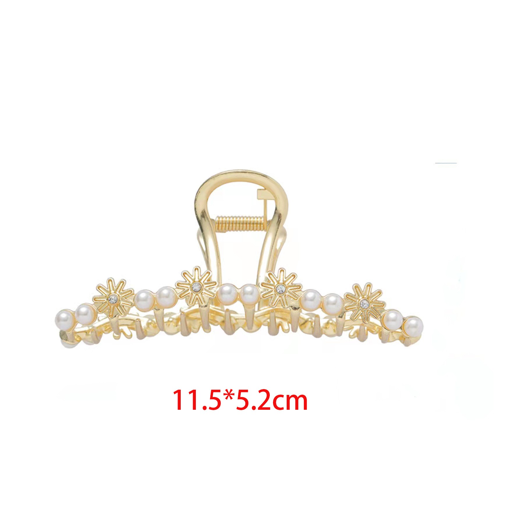 Retro back head pearl rhinestone scratch-off clip, popular large pearl scratch-off clip, summer shark clip pearl hairpin headwear details Picture