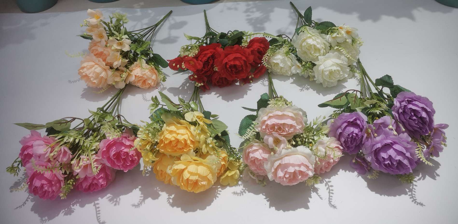 New faux peony filigree flower 7-fork new peony home and hotel engineering decoration shooting prop artificial flower detail image 9