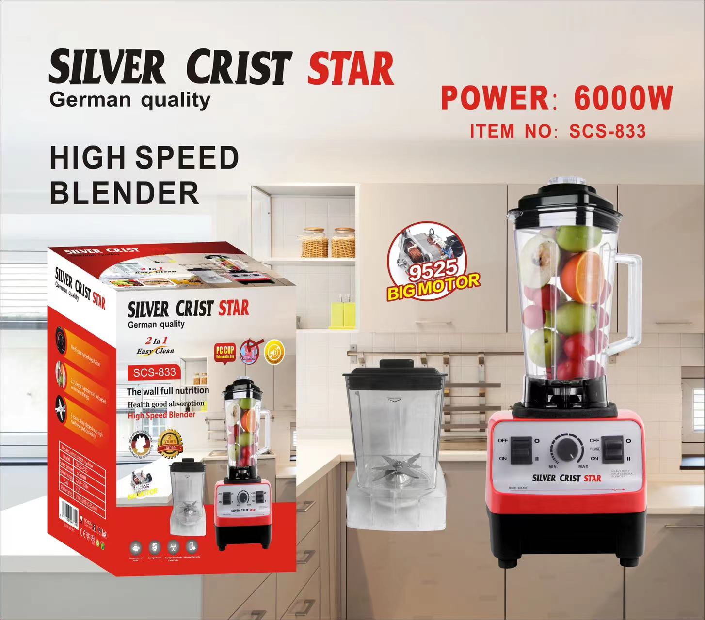 Foreign trade cross-border 2-in-1 Blender Juicer Wall breaker Blender 833 details Picture