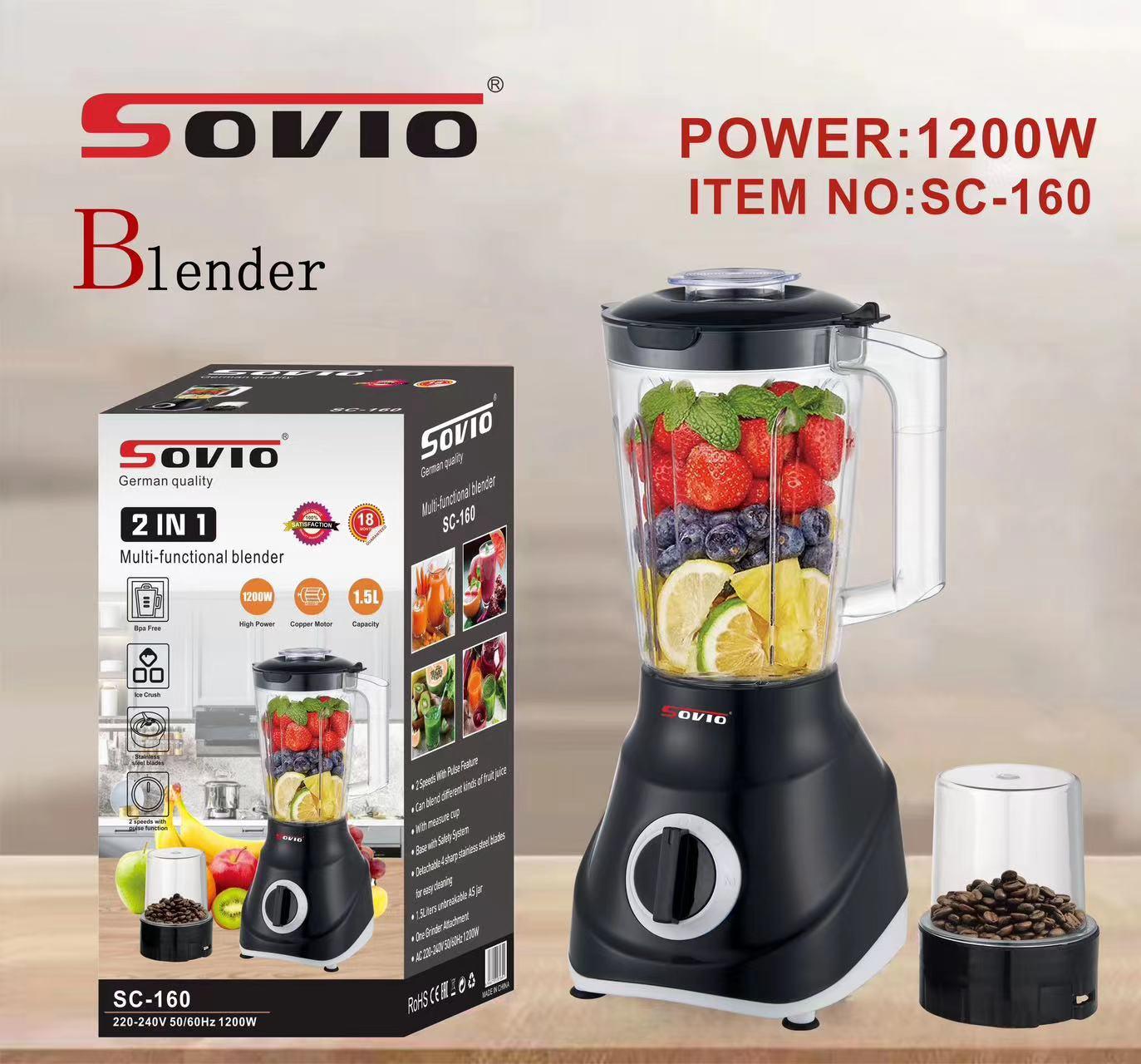 Cross-border SOVIO 2-in-1 Blender Juicer Blender 160 Application Scenario